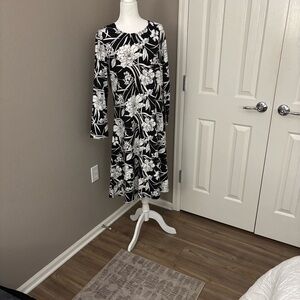 Floral Black and White Dress